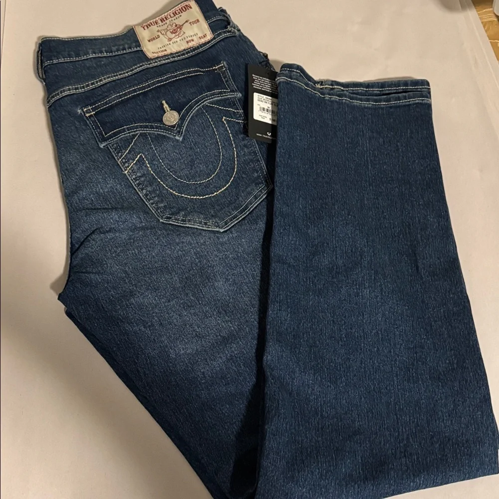 NWT True Religion 36/32 Geno Relaxed Slim denim Jeans Med Wash casual western